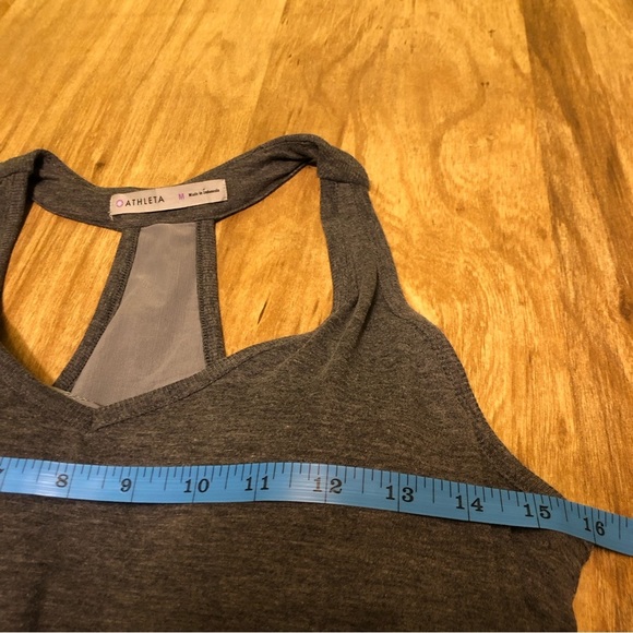 ATHLETA Womens Medium Heathered Grey Sleeveless Ruched Side Dress Built-in Bra - Picture 7 of 10